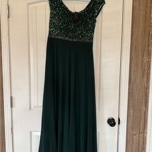 J Kara Dark Green Embellished Gown